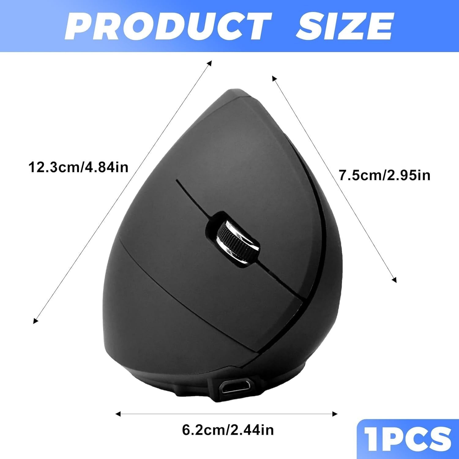 Ergonomic Vertical Mouse Wireless Bluetooth Rechargeable Silent