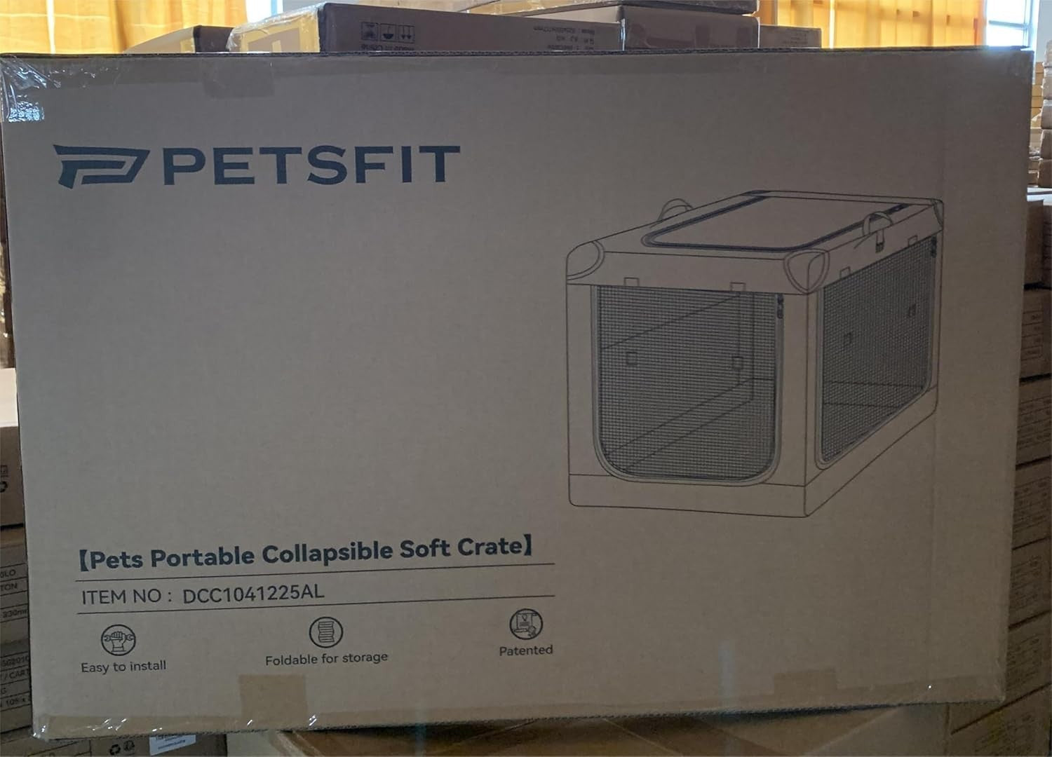 Foldable Large Soft Dog Crate – Portable Travel Kennel for Home & Car (Grey)