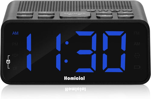 Digital Alarm Clock FM Radio Large LED Display Snooze Black