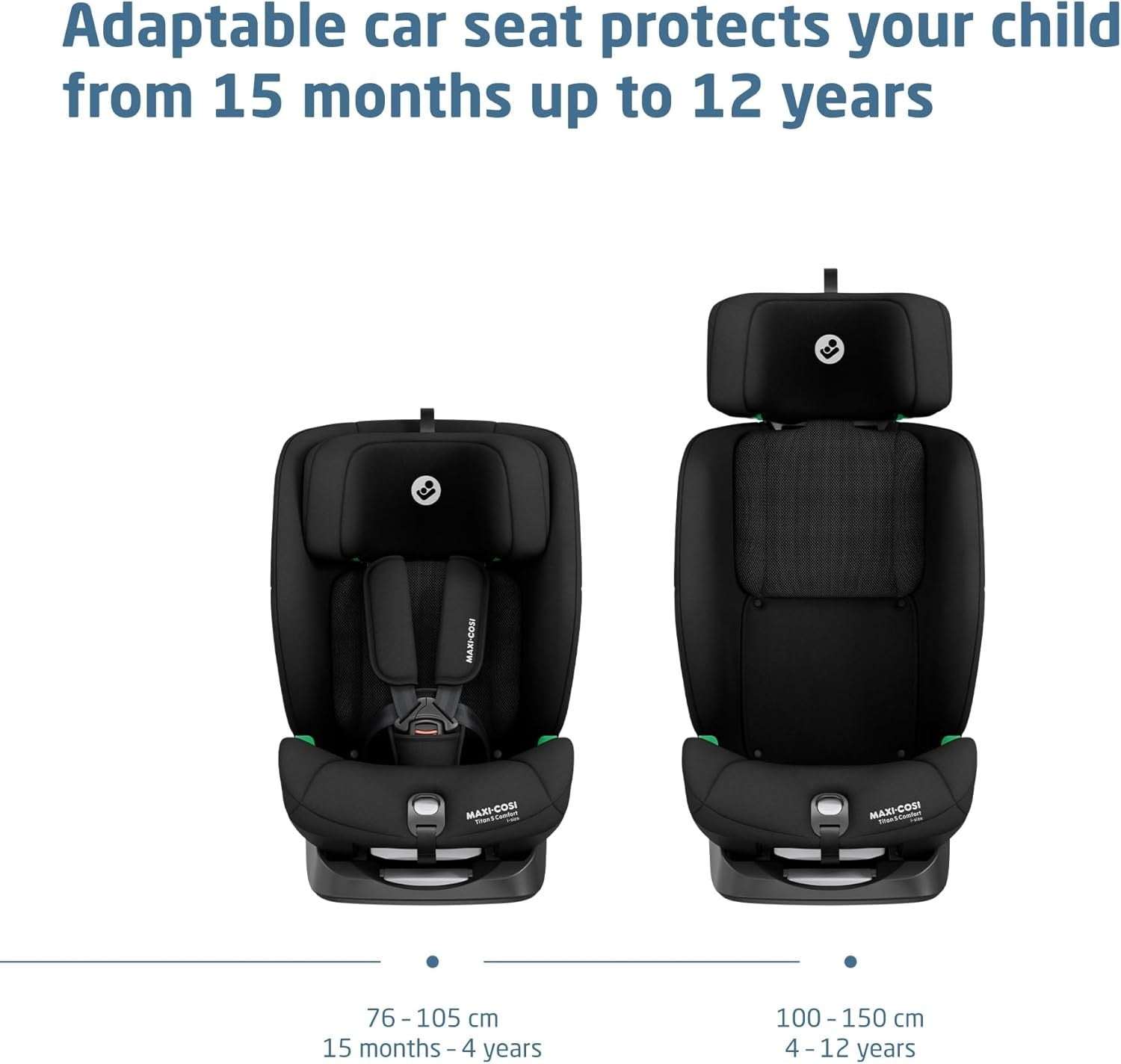 ISOFIX i-Size Child Car Seat 15m–12Y 76–150cm Recline Breathable Black