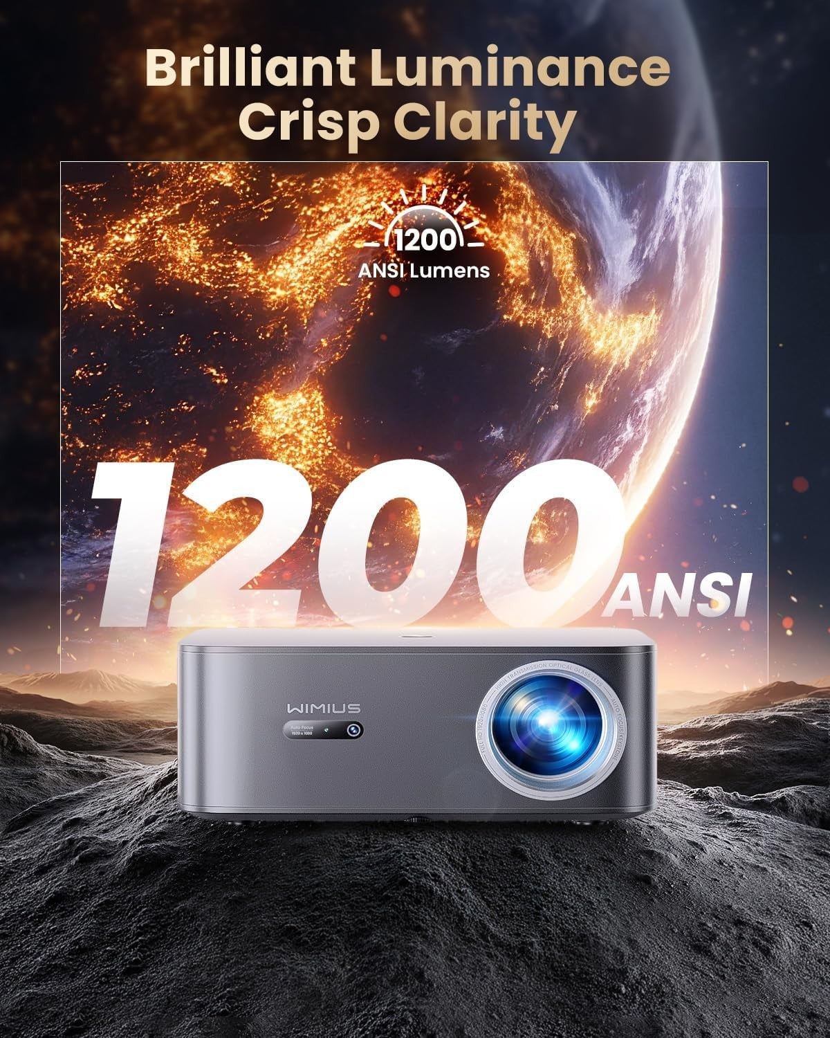 1200 ANSI Smart Projector 1080P 4K Google TV WiFi 6 Bluetooth Netflix
