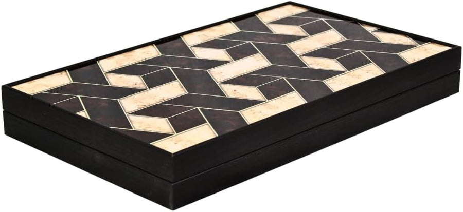 23 Inch Wooden Backgammon Set Modern Alpha Design Luxury Strategy Board