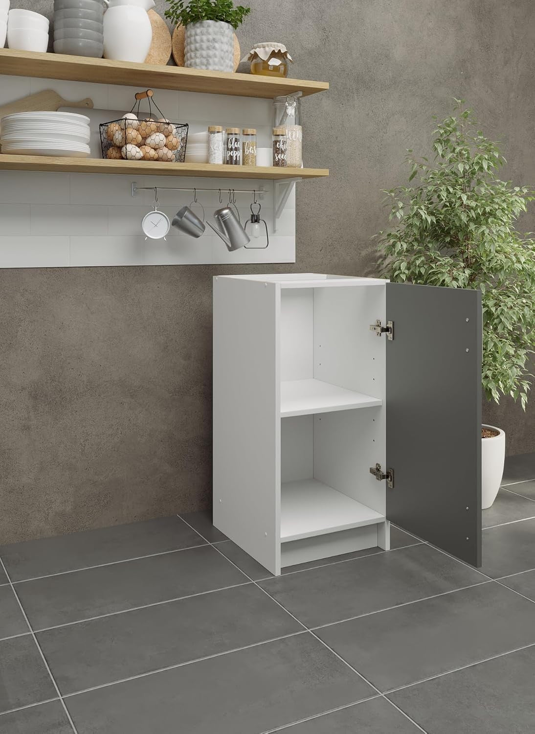 Modern 400mm Grey Matt Kitchen Base Cabinet Cupboard Storage Unit