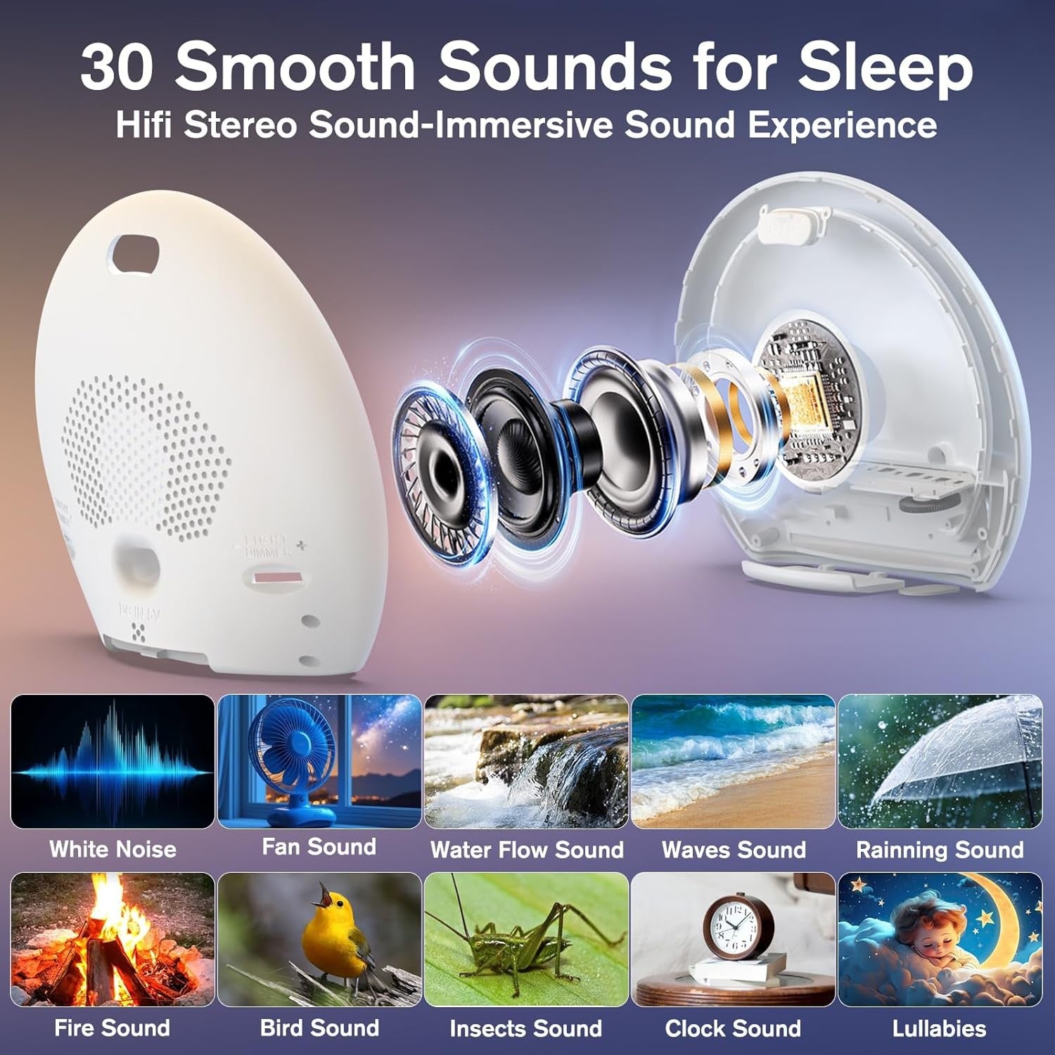 Sunrise Alarm Clock Wake Up Light White Noise for Heavy Sleepers Bedroom