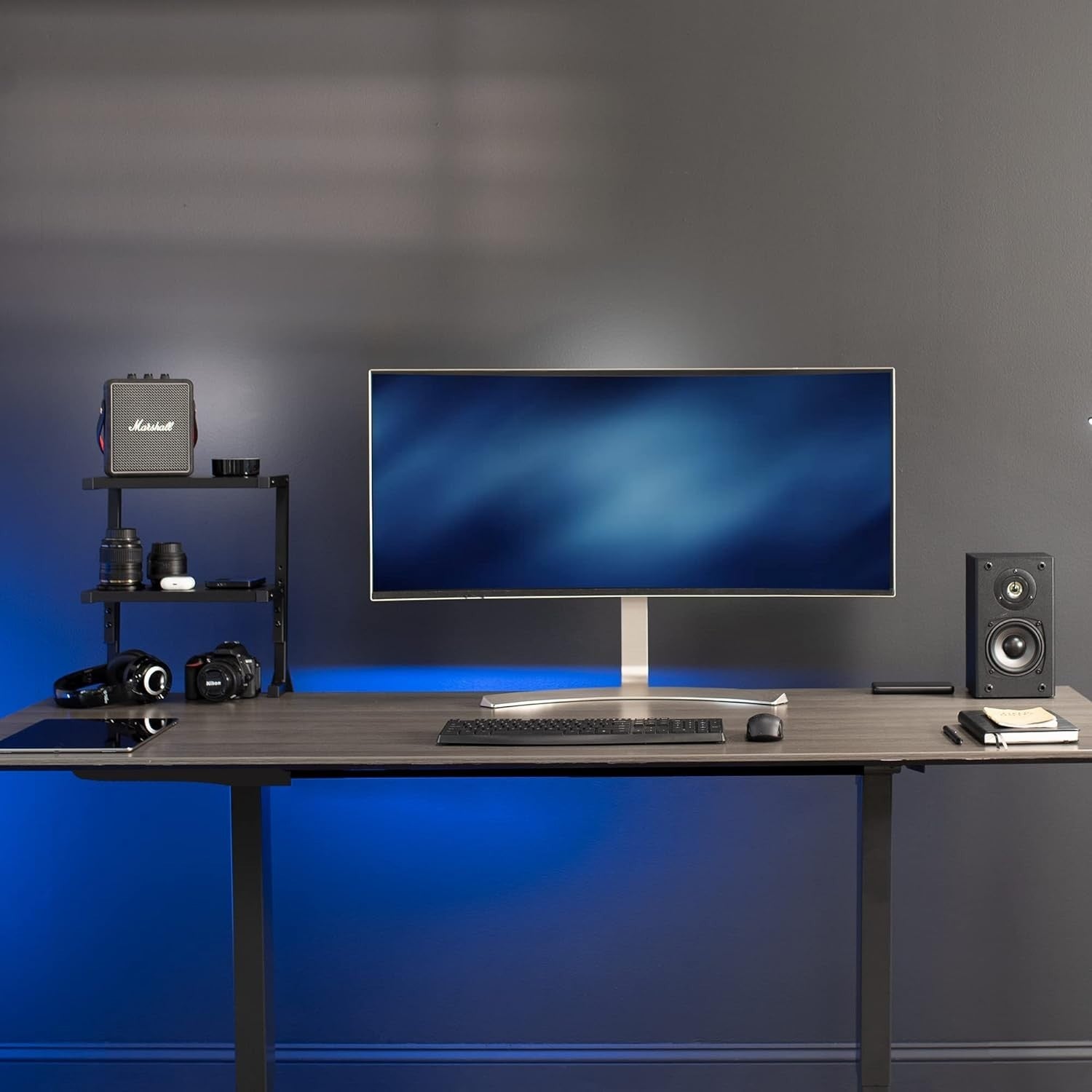 Clamp-On Desk Shelf 2-Tier 33cm Above/Below Mount Organizer for Office & Gaming