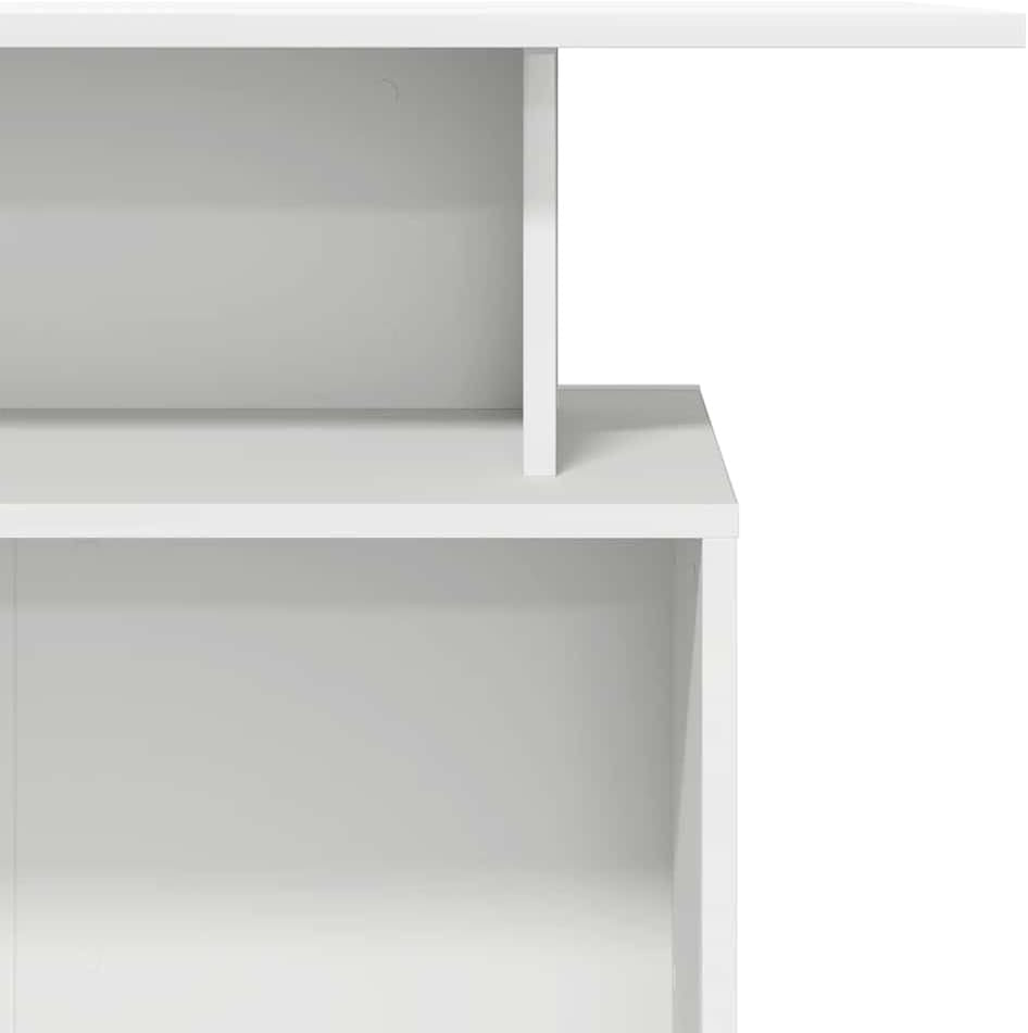 White Reception Desk 100x40x104cm Modern Office Counter with Storage Shelf