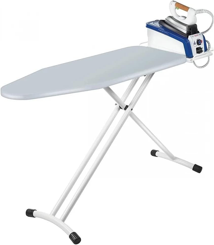 Extra Large Adjustable Ironing Board with Steam Surface Iron Rest Grey White