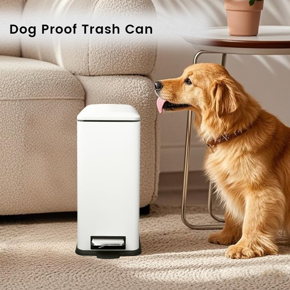 30L Kitchen Pedal Bin Soft Close Stainless Steel White