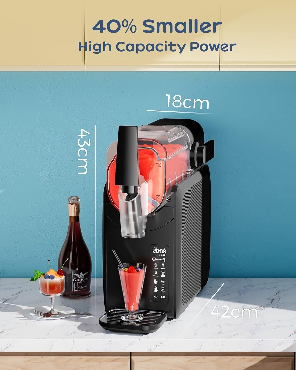Slushie Maker Machine 2L No Ice Digital Touch Self Cleaning 5 Presets