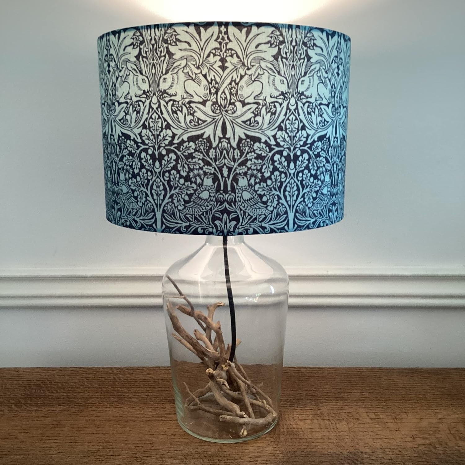 Handmade Floral Rabbit Lampshade Teal Navy Drum Table Floor Ceiling Light