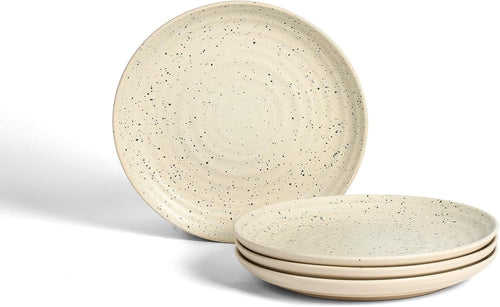 4pc Stoneware Salad Plates White Scratch Resistant Dishwasher Safe