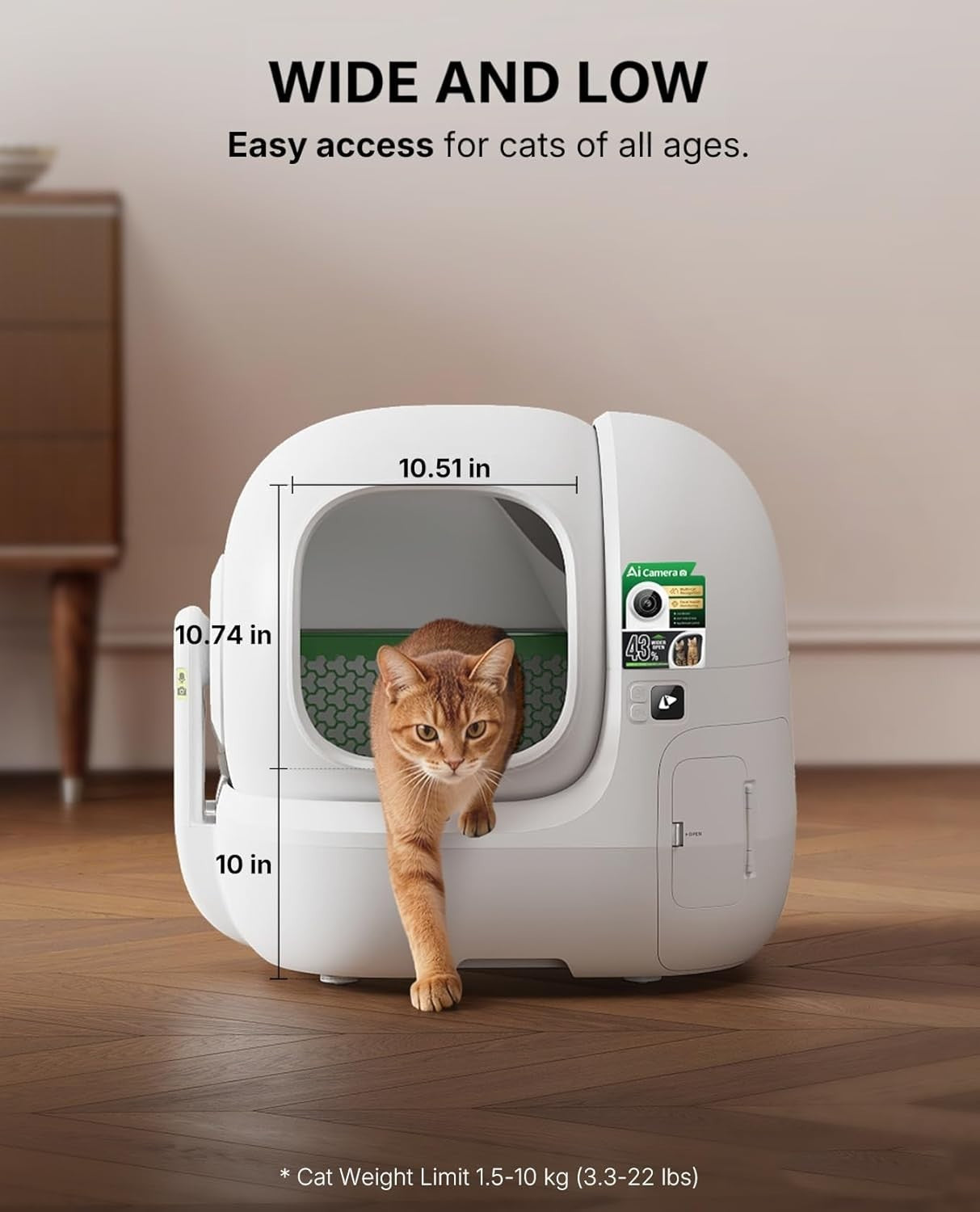 AI Self Cleaning Cat Litter Box Camera App Control 76L Multi Cat