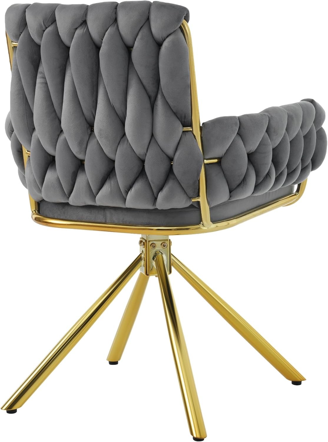 Swivel Dining Chair 360° Armchair Grey Upholstered Metal Legs