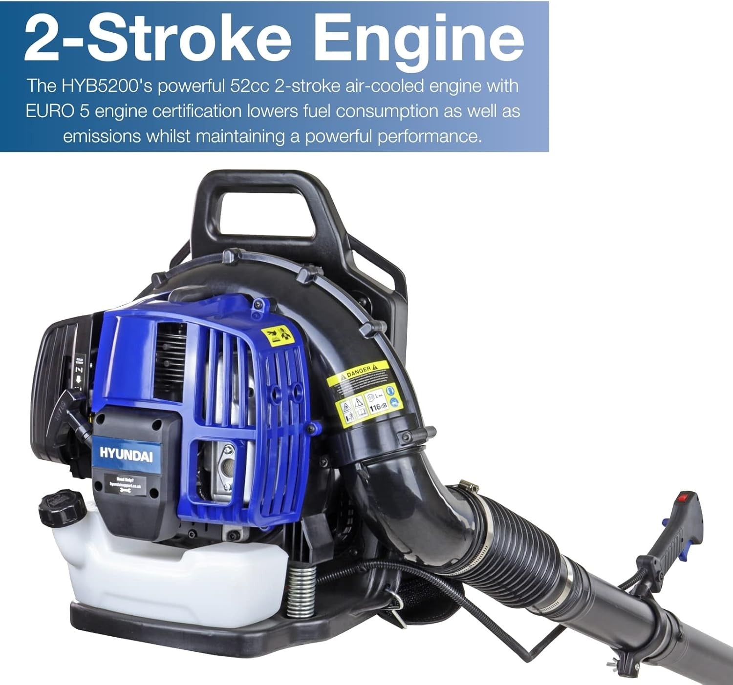 Petrol Backpack Leaf Blower 170mph 52cc Heavy Duty Garden Clearing