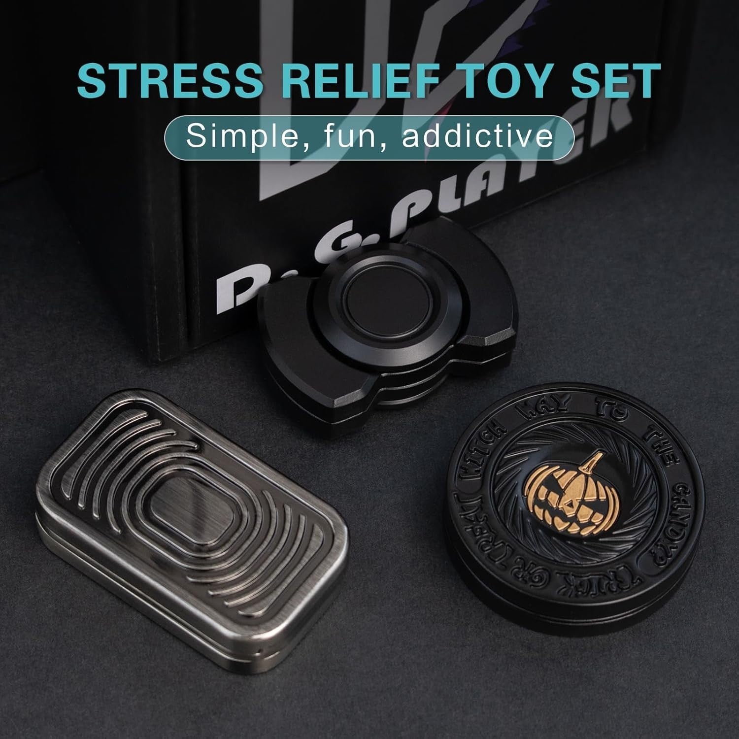 3pc Metal Fidget Set Slider Spinner Haptic Coin Stress Focus
