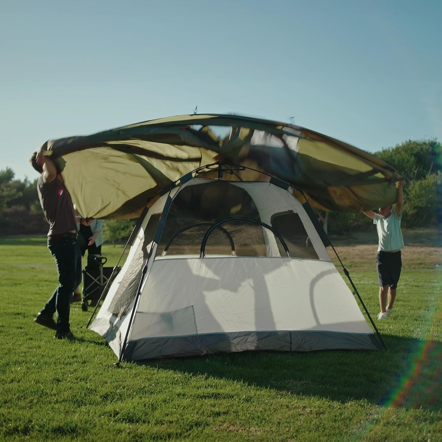 4 Person Pop Up Camping Tent Waterproof w/ Porch