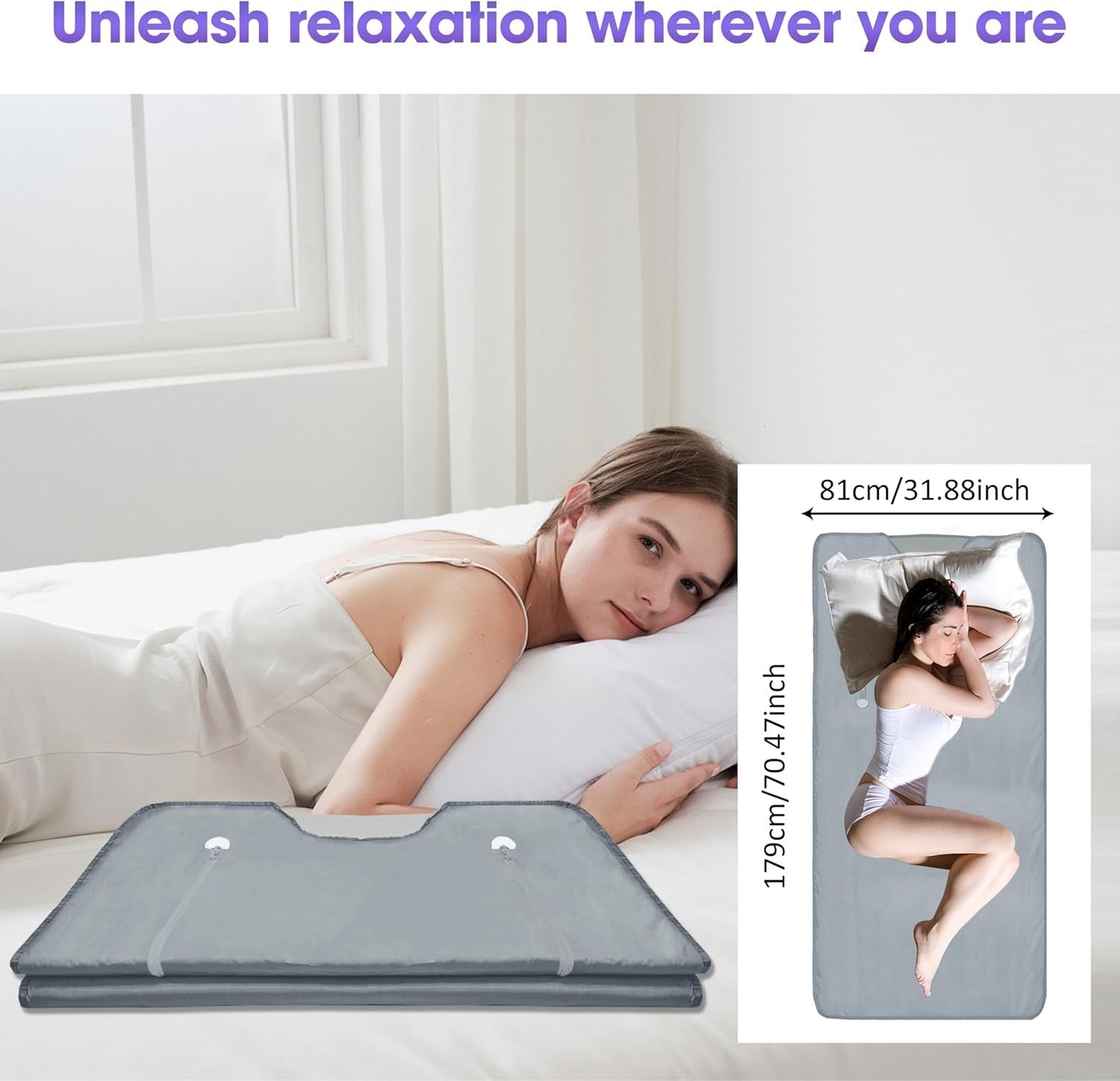 Far Infrared Sauna Blanket – Portable Home Detox Wrap, 113–176℉, 30–60 Min Timer