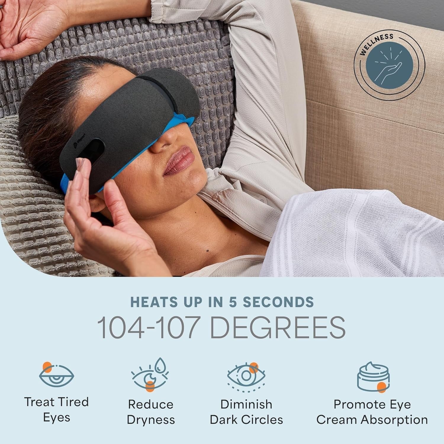 Heated Eye Massager Air Compression Vibration Headache Relief