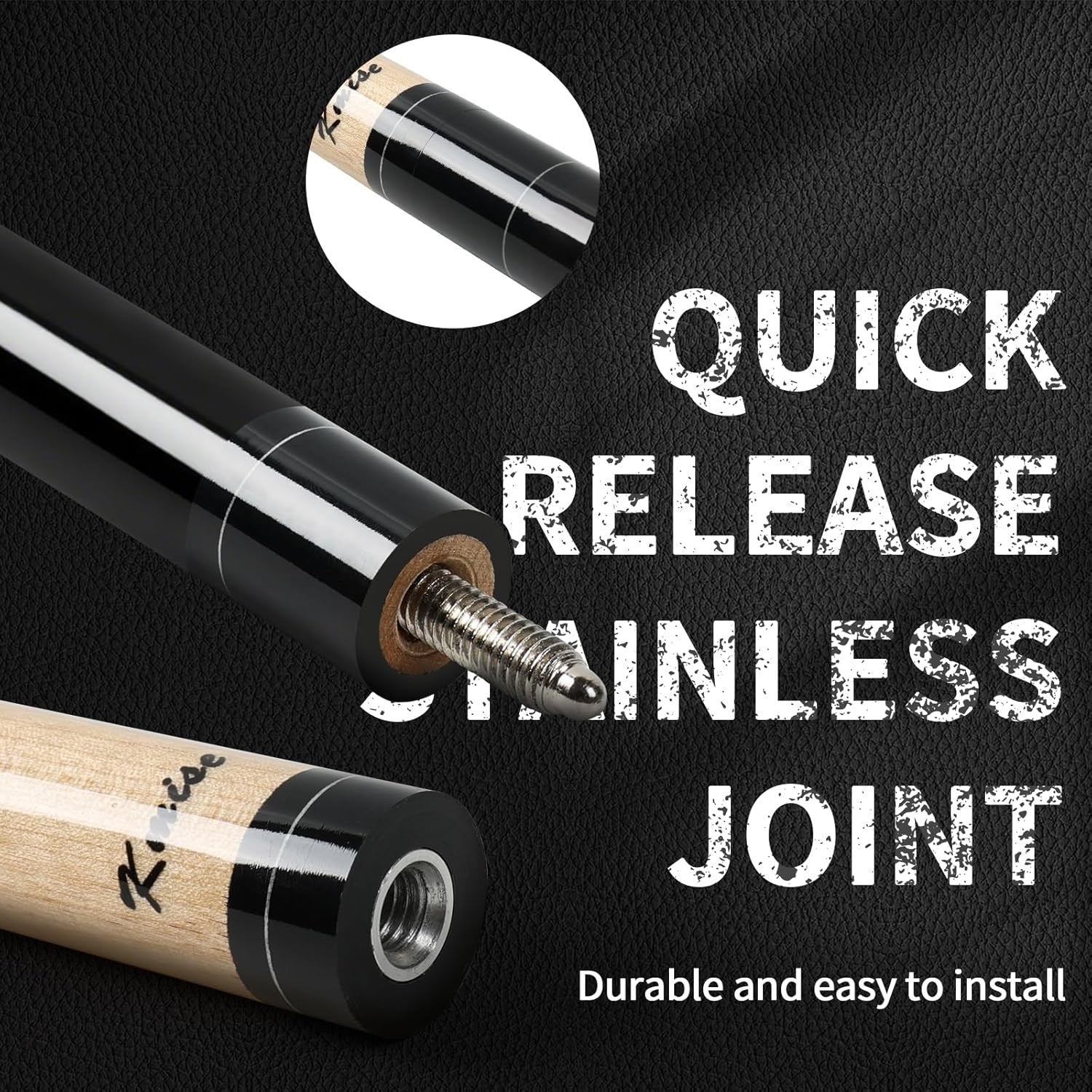 58in Low Deflection Pool Cue Maple Shaft 13mm Tip 3D Grip 19oz