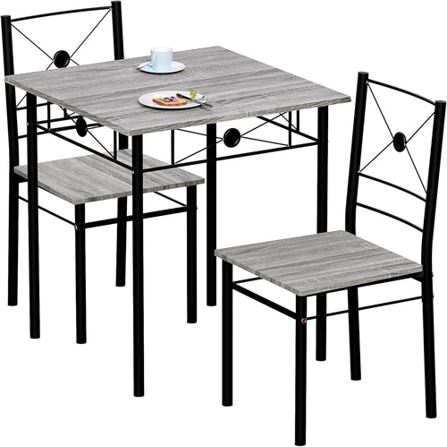 Compact Grey 2-Seater Dining Table Set | Space-Saving Kitchen Furniture