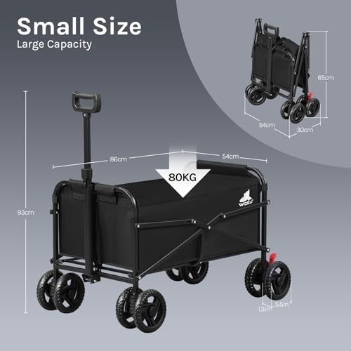 Folding Garden Trolley Wagon 80kg Heavy Duty Cart Beach Camping Wheels
