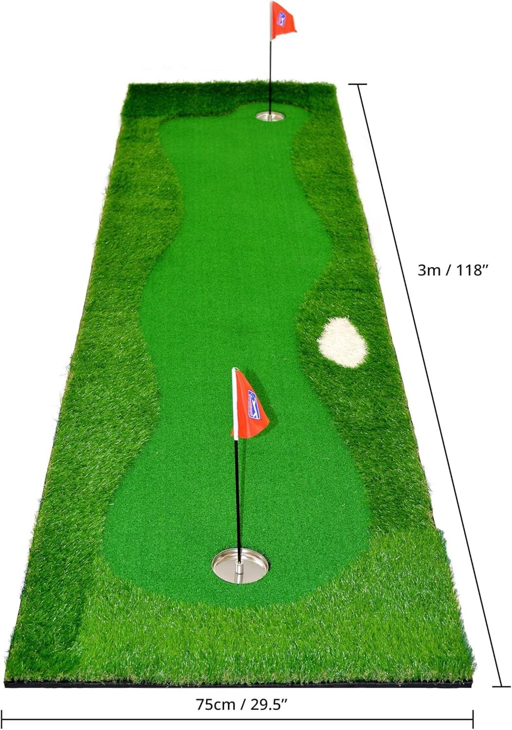 Golf Putting Mat Indoor Practice Green w/ Ball Return Alignment Lines 2 Hole