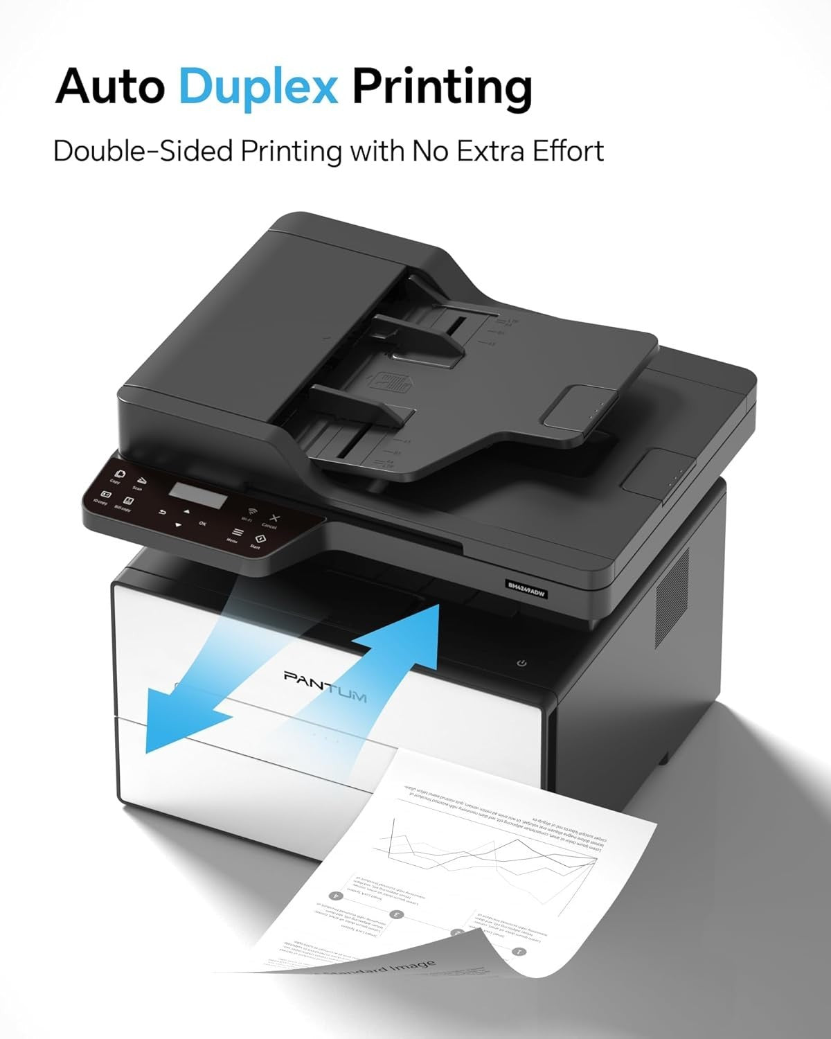 White Mono Laser Printer A4 30ppm 3-in-1 Auto Duplex WiFi USB