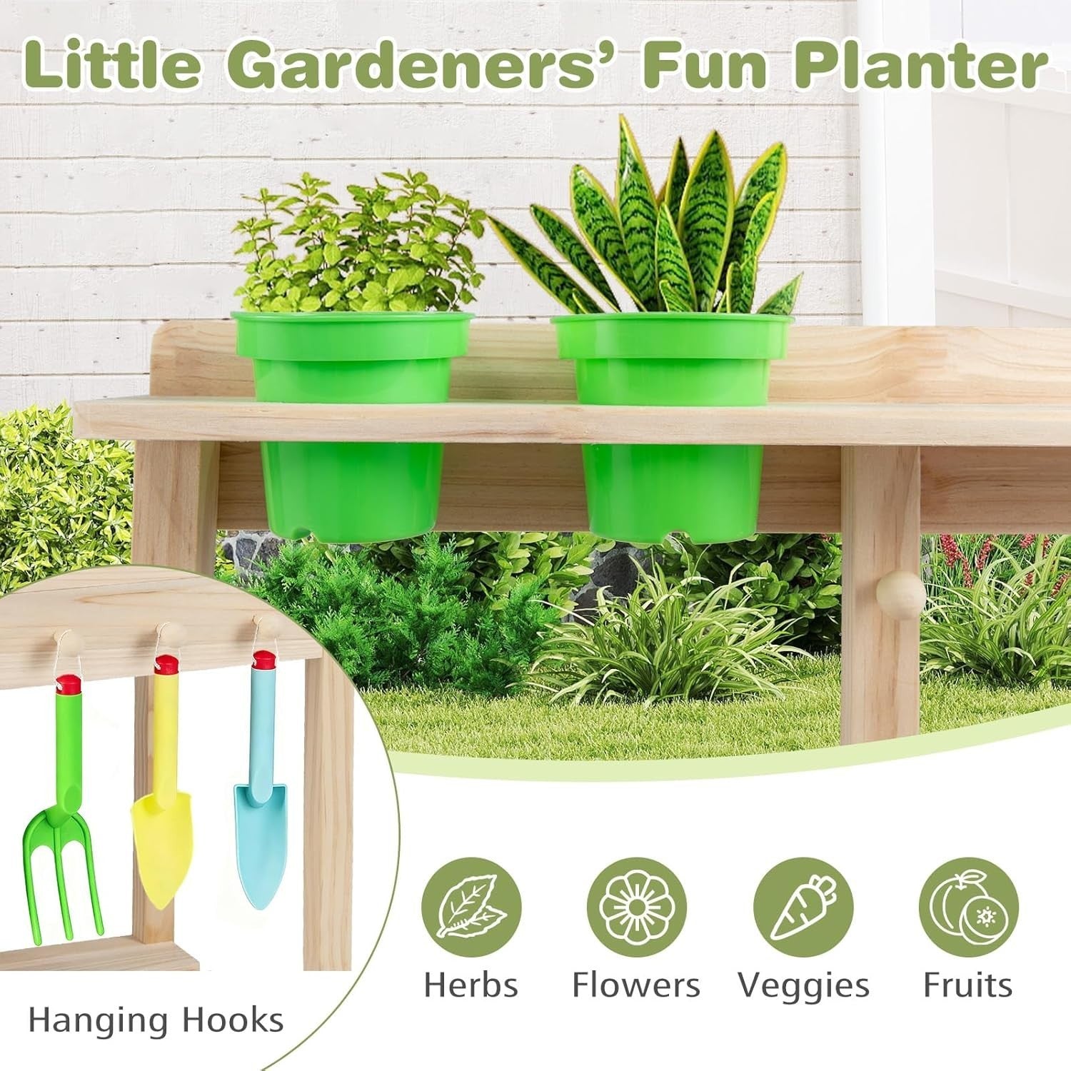 Outdoor Kids Mud Kitchen Wooden Playset Chalkboard Sink Toy