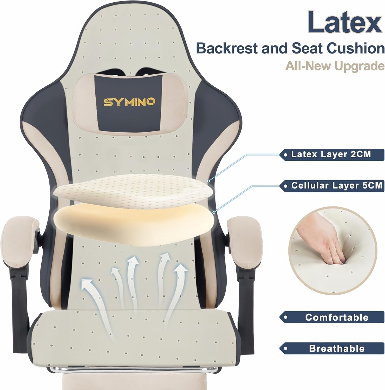 Ergonomic Gaming Chair Recliner w/ Footrest Lumbar PU Leather Grey