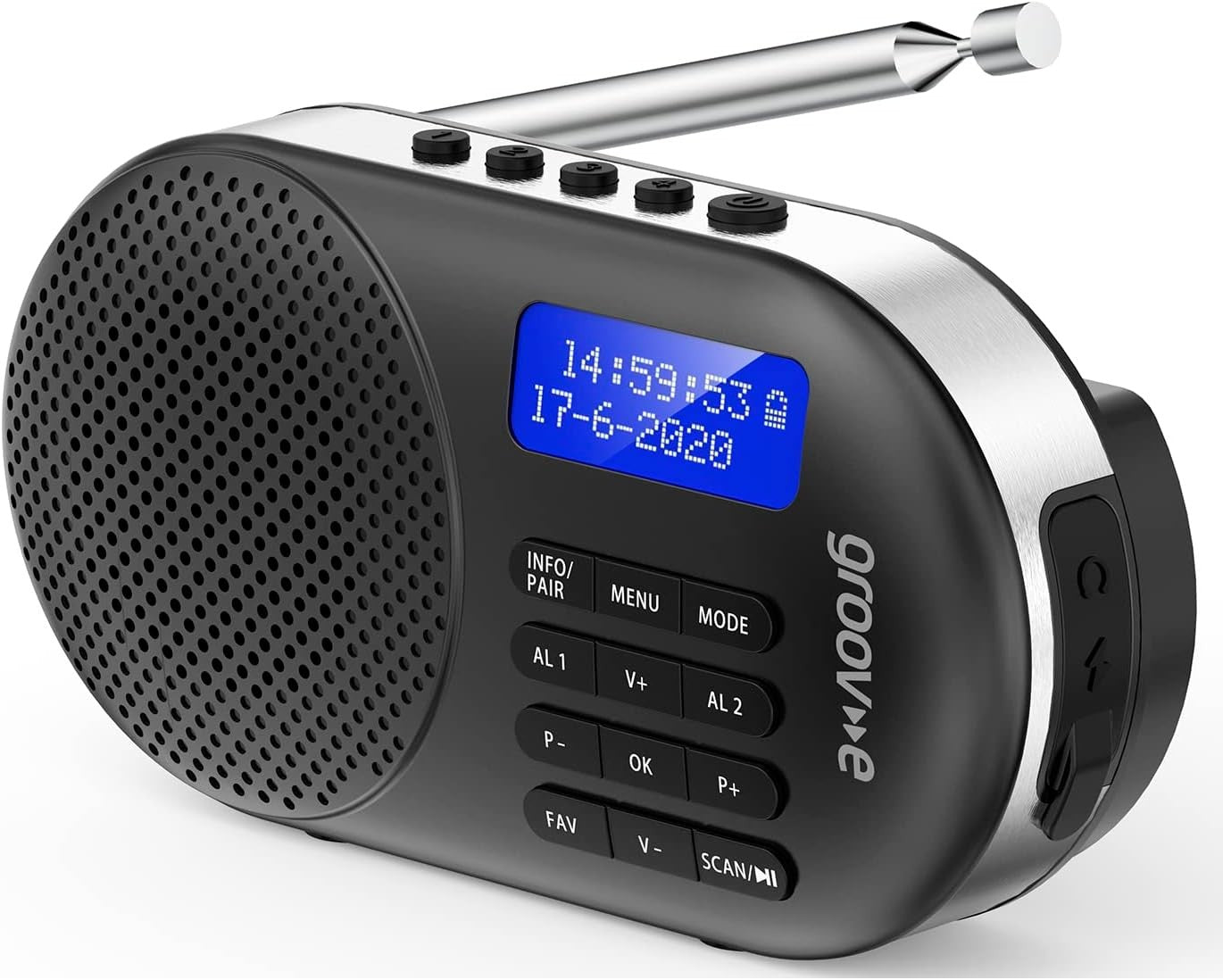 Portable DAB DAB+ FM Digital Radio Bluetooth Alarm Rechargeable LCD