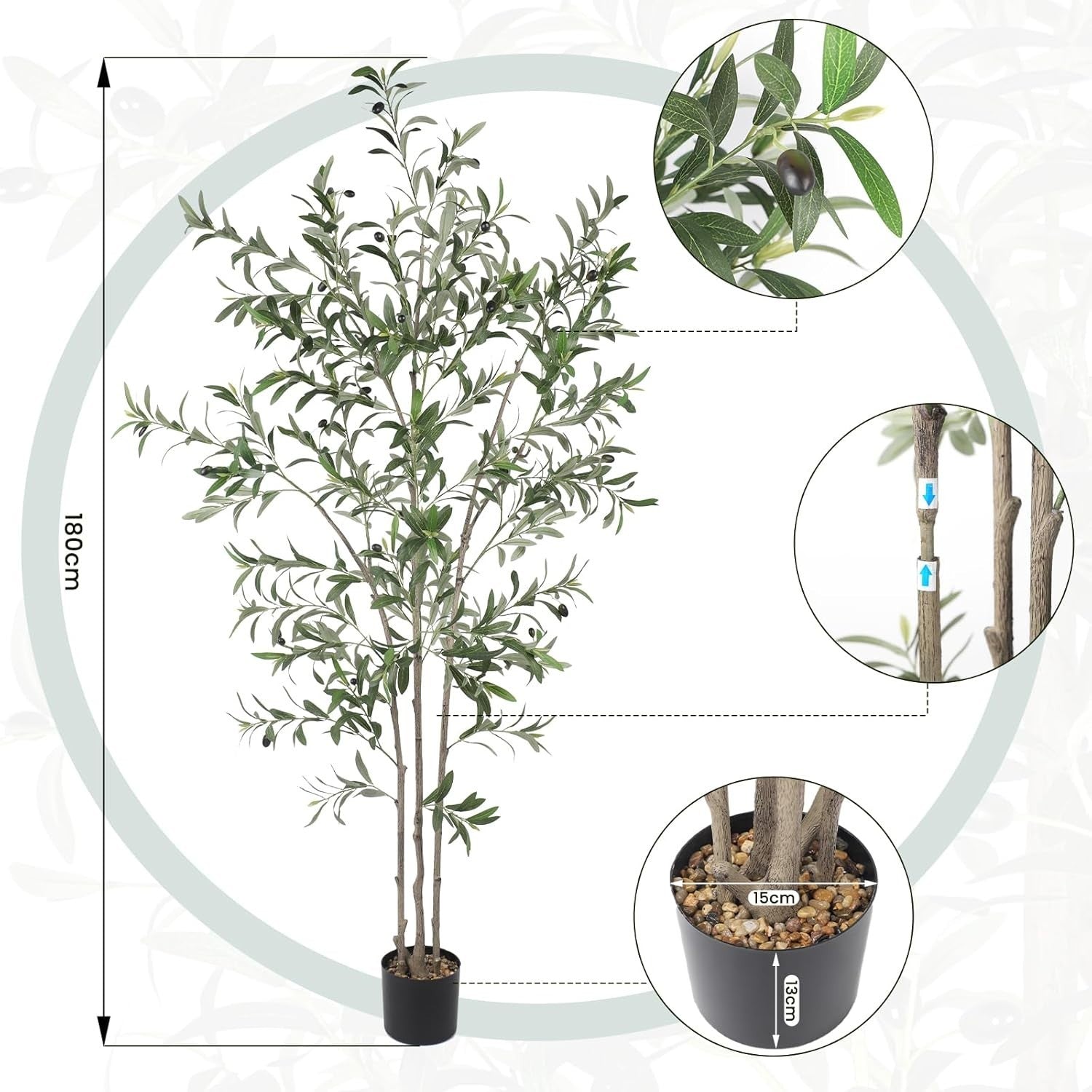 6ft Artificial Olive Tree Tall Faux Plant Indoor Realistic Leaves Home Decor