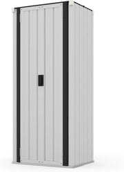 White Outdoor Metal Garden Storage Cabinet with 3 Adjustable Lockable Shelves
