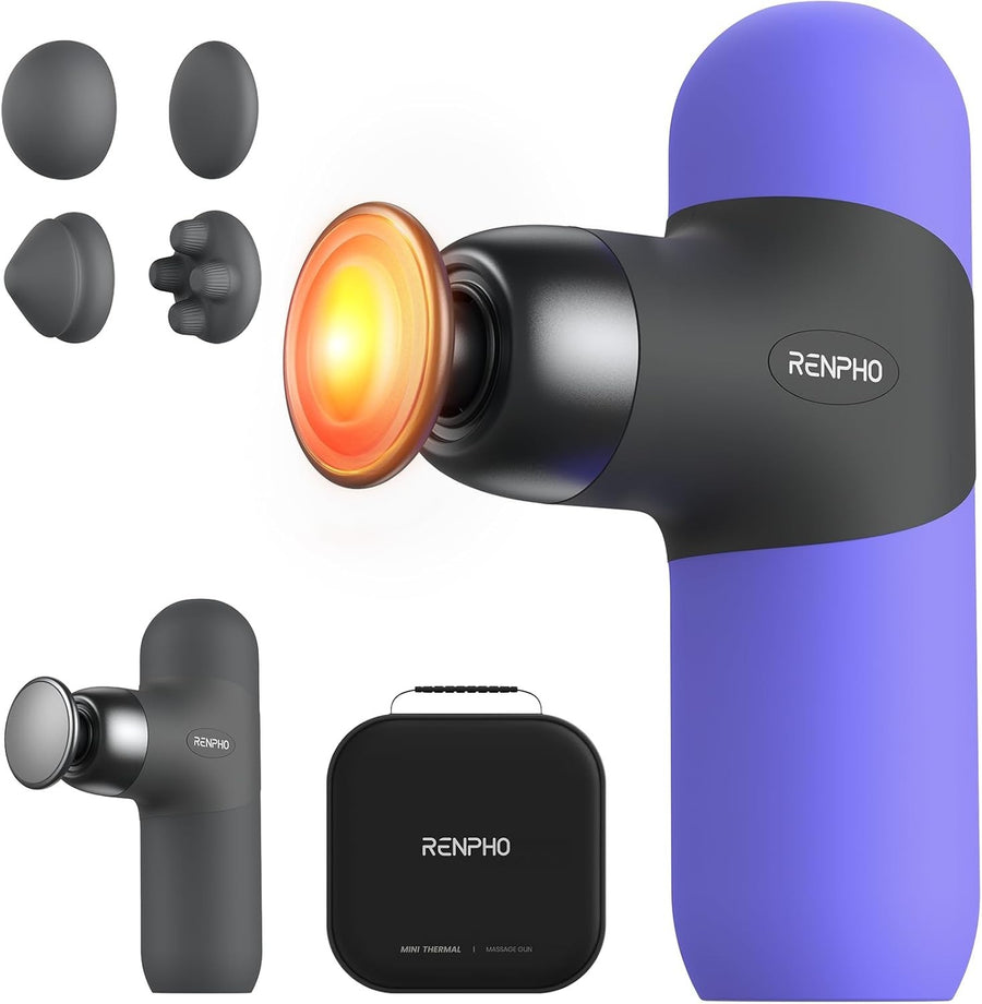 Heated Mini Massage Gun Deep Tissue Quiet Muscle Massager Portable w Case