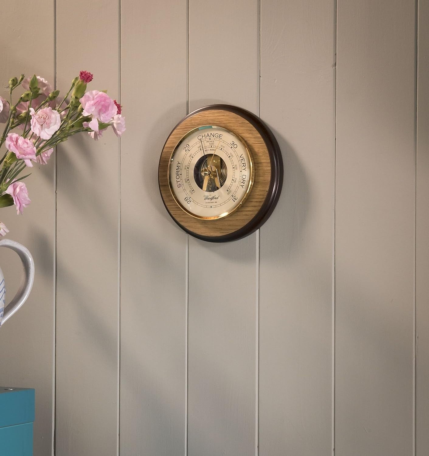 Luxury Oak Barometer Wall Mount | German Mechanism | Weather Station