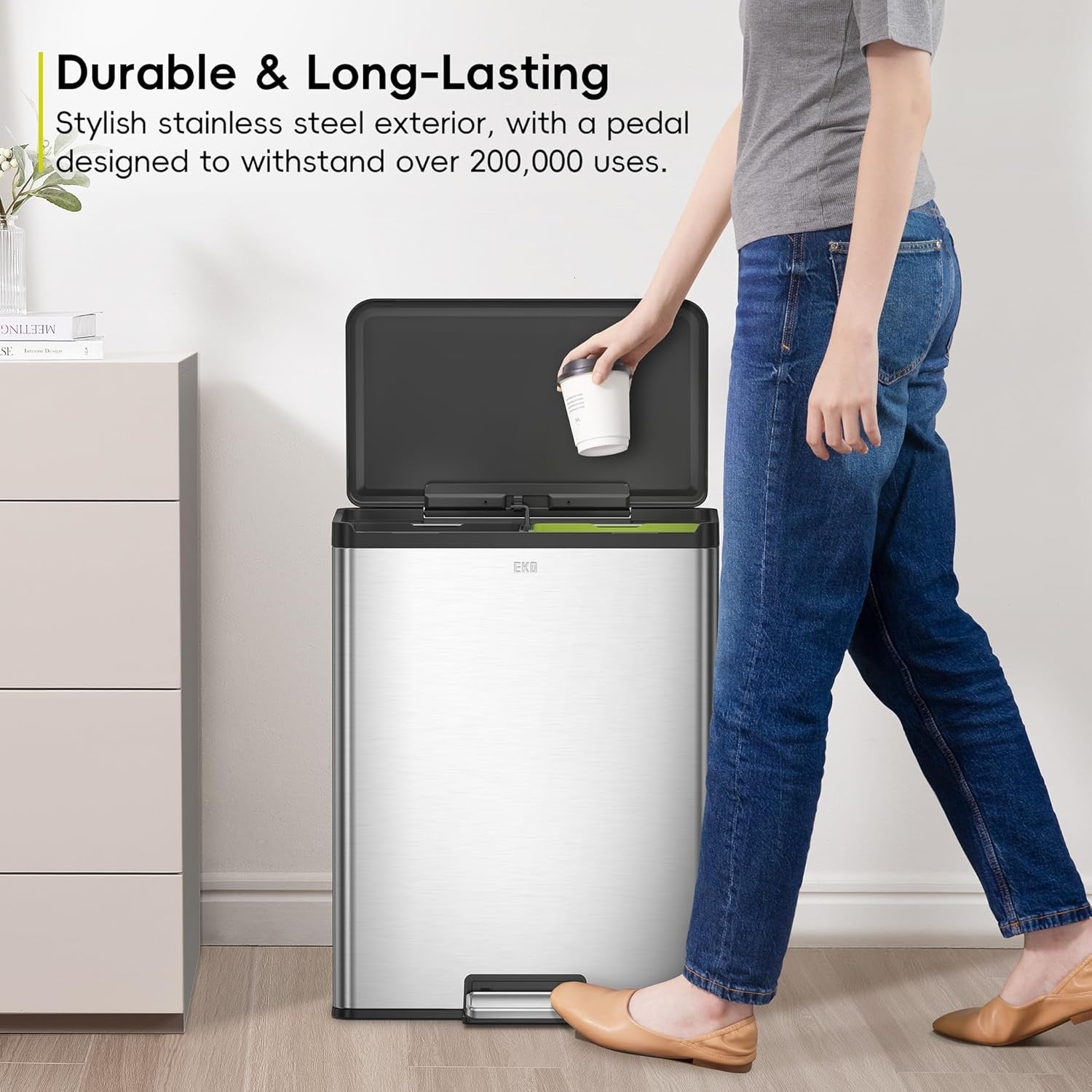 60L Dual Recycling Kitchen Bin 30L+30L Matt