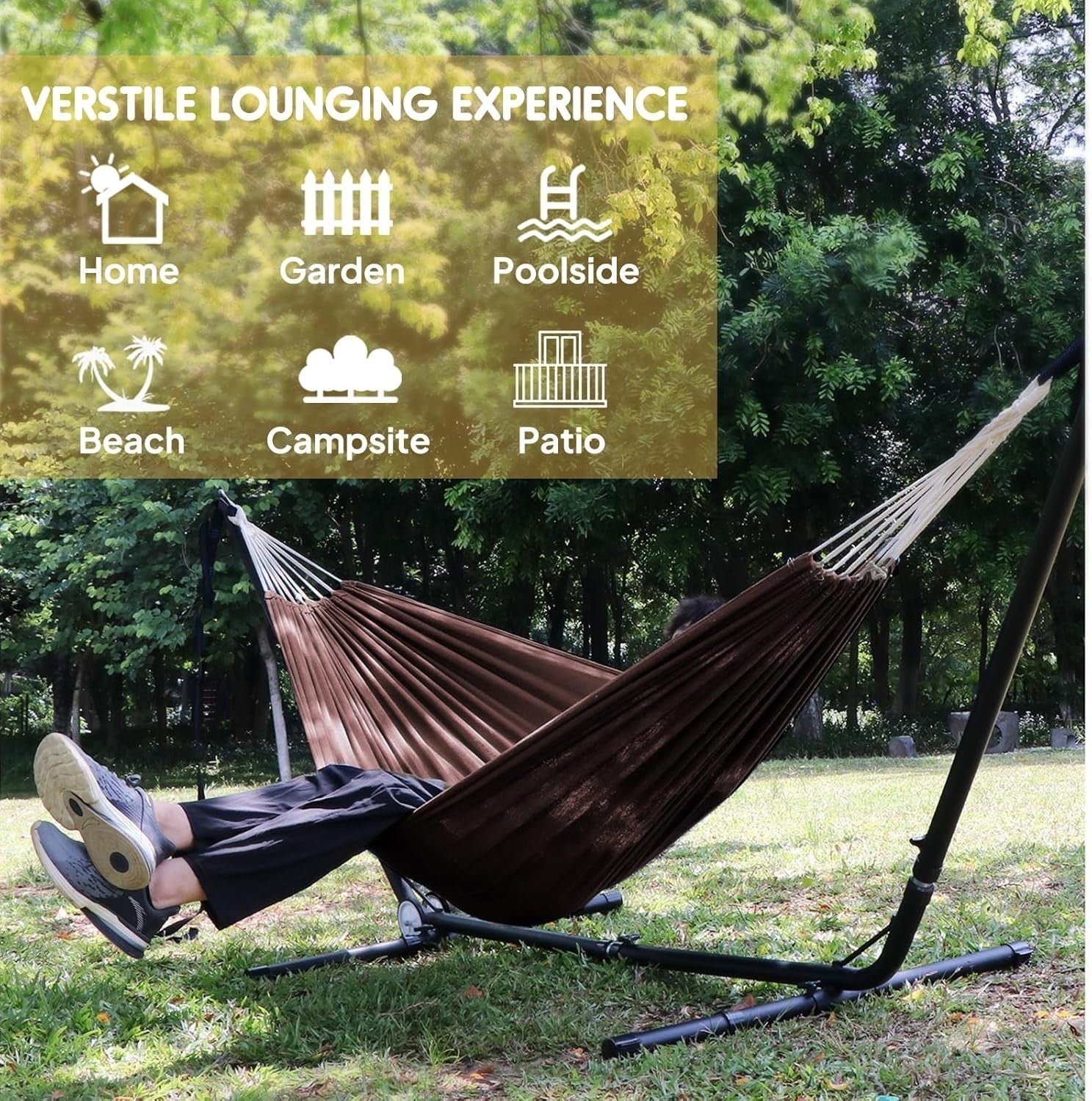 Portable Outdoor Camping Hammock with Tree Straps & Travel Bag, 200kg Load