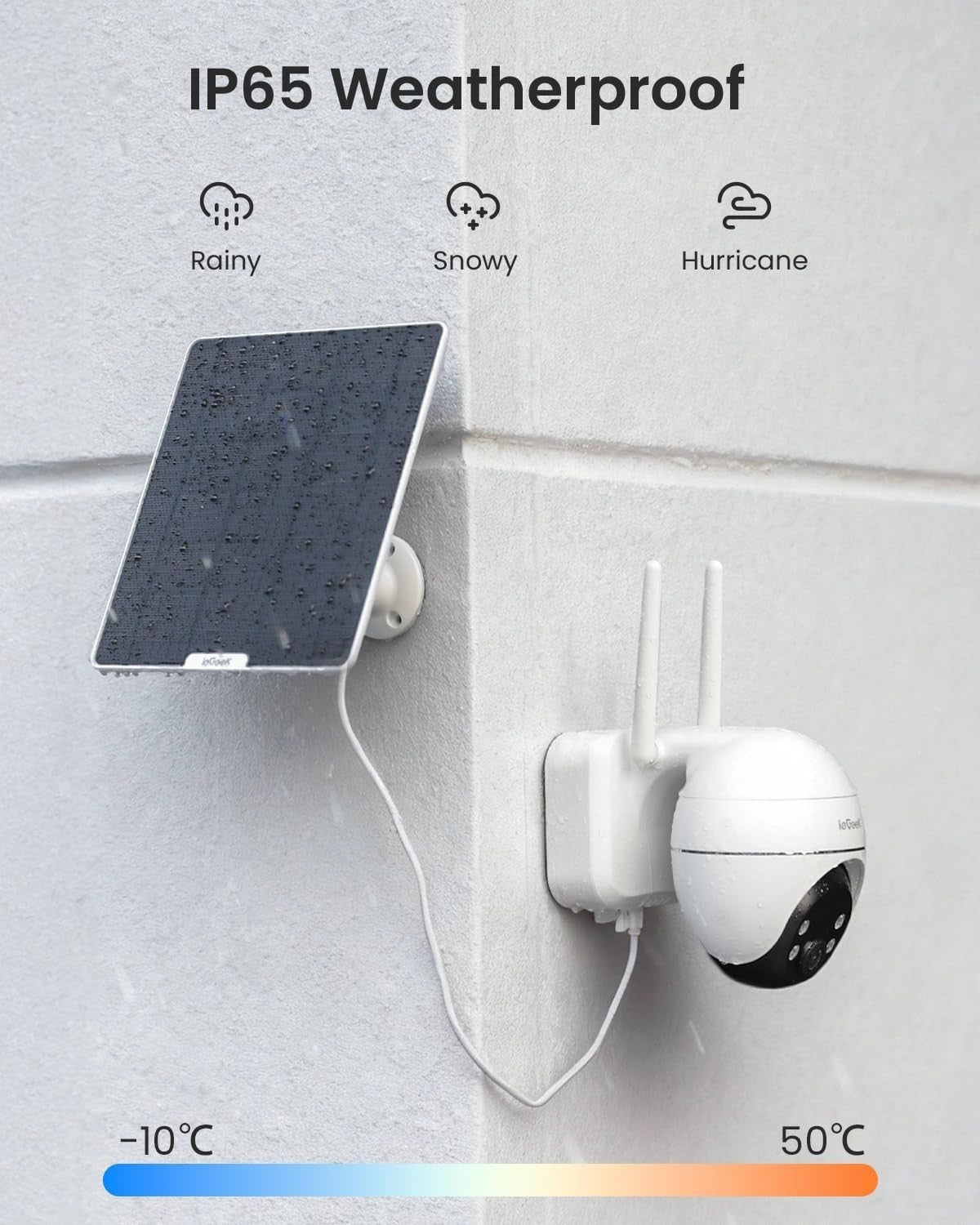 Solar Security Camera 360° PTZ 24/7 Recording Auto Tracking 3MP WiFi