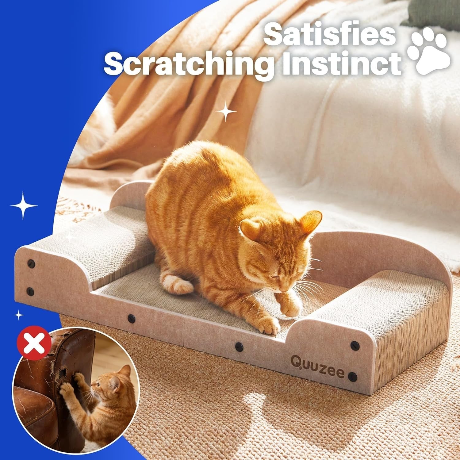 Large Cat Scratcher Lounge Bed 66cm Cardboard Scratch Pad Sofa