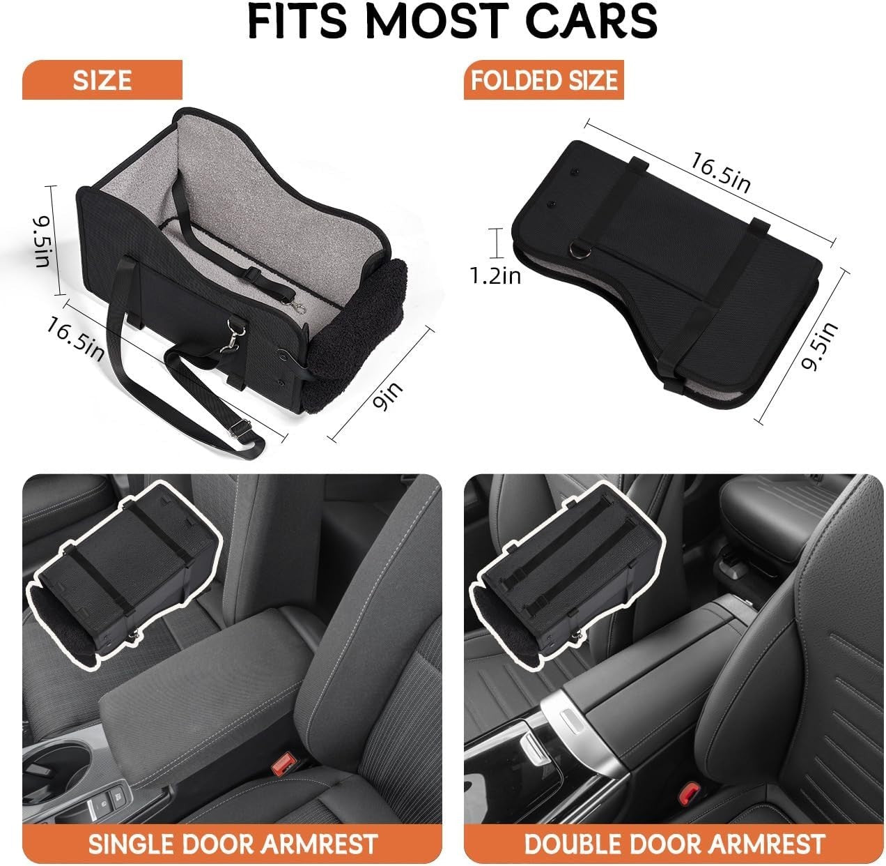Dog Car Booster Seat Centre Console Pet Carrier Small Dogs Cats