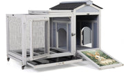 Large Wooden Rabbit Hutch Indoor Outdoor with Tray Lock Waterproof Roof