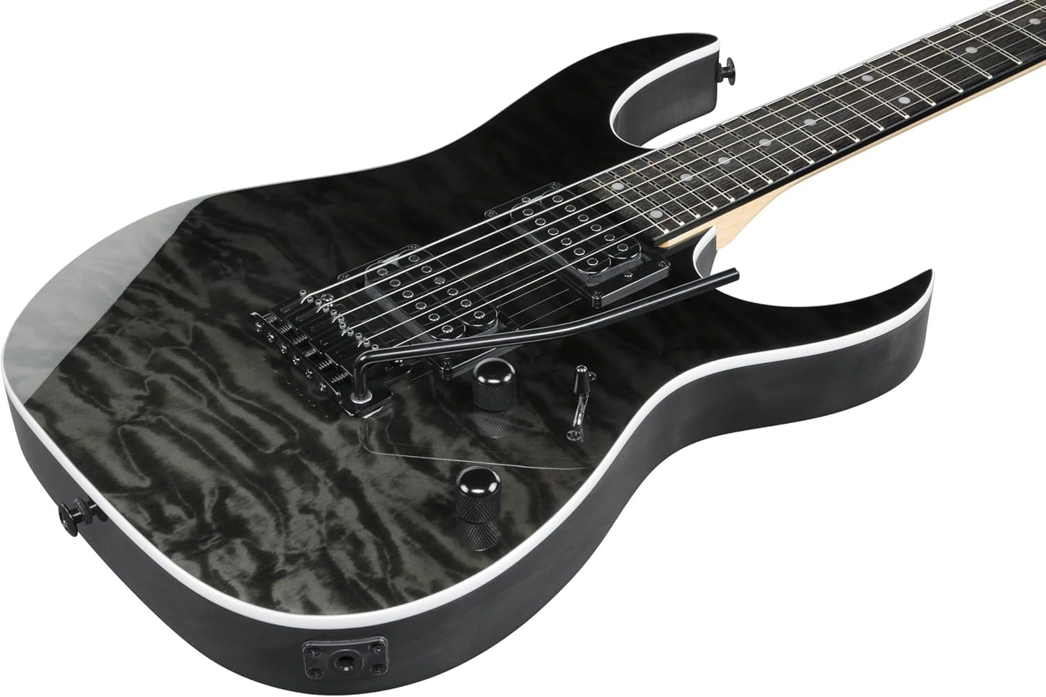 Electric Guitar RG Style Quilted Top HH Tremolo Black 6 String