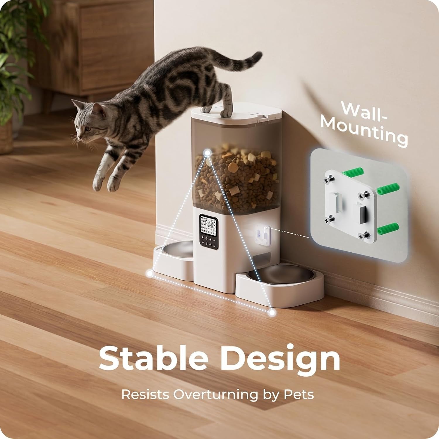 Timed Pet Feeder 2 Cats 7L Dual Bowl Slow Feed Portion Control