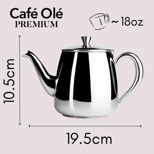 Stainless Steel Teapot 18oz Mirror Polished Tea Pot Cool Touch Handle