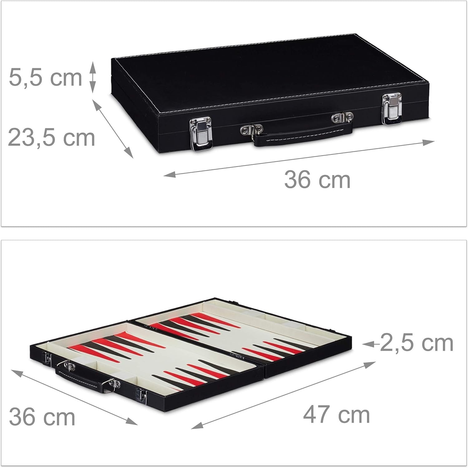 Backgammon Set Large Folding Case Classic Strategy Board Game 47x36cm