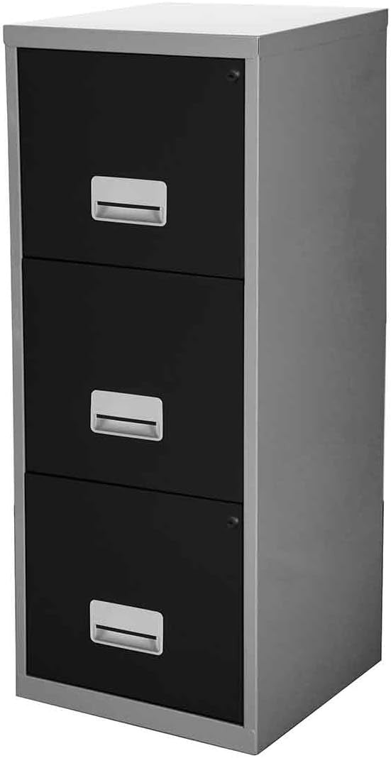 A4 3 Drawer Lockable Filing Cabinet Tall Steel Office Storage Unit