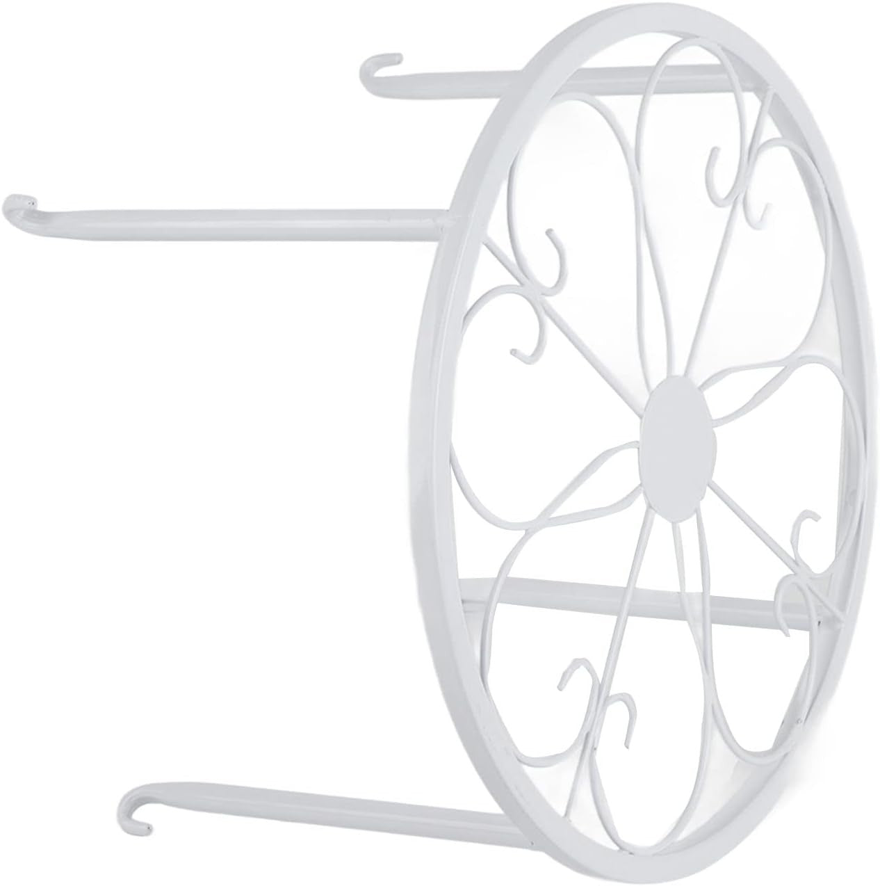 White Metal Plant Stand Round Iron Flower Pot Holder Indoor Outdoor Balcony