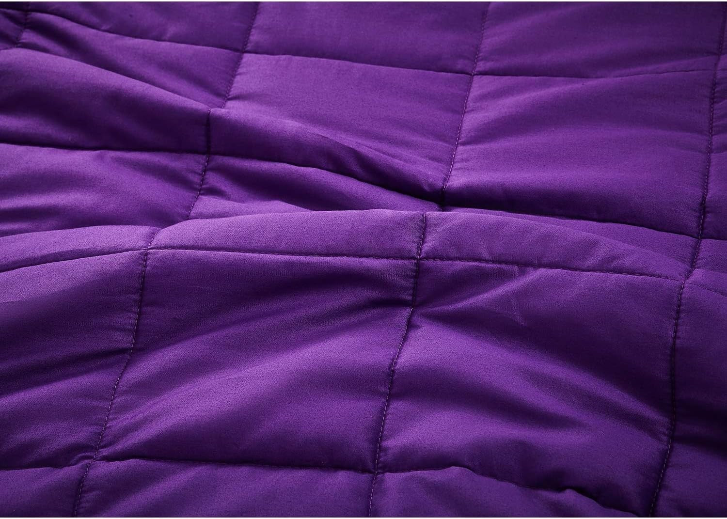 Weighted Blanket 60x80", 15lbs Cotton Glass Beads, Breathable, Violet