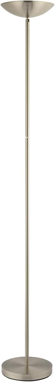 Satin Nickel LED Uplighter Floor Lamp Dimmable Adjustable Head Warm White
