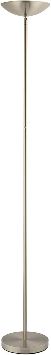 Satin Nickel LED Uplighter Floor Lamp Dimmable Adjustable Head Warm White