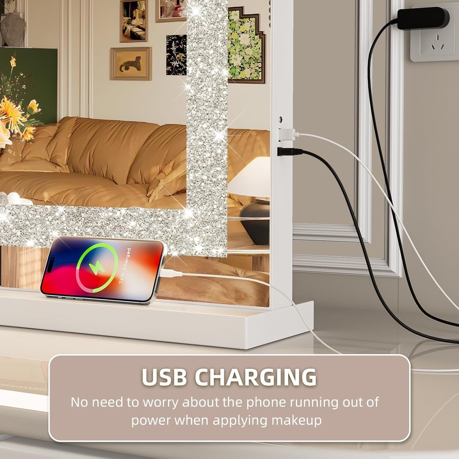 Hollywood Makeup Mirror LED Touch Vanity Light Wall/Tabletop 46x58cm